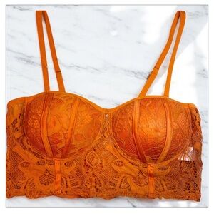 Haute Monde Orange Lace Balconette Bra sale today only